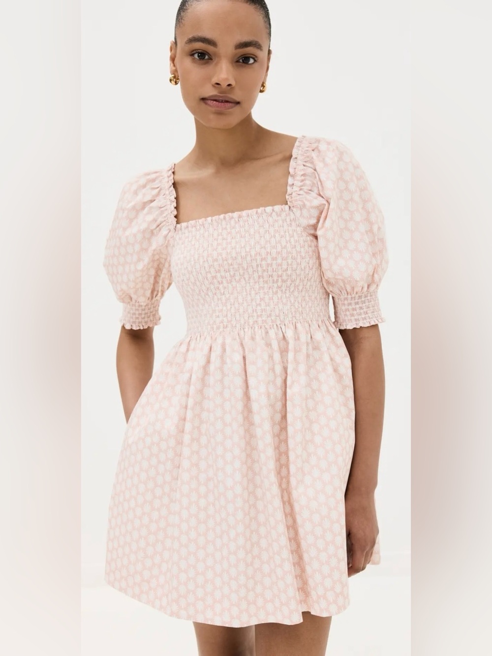 NWT Hill House Home Athena Nap Dress Mini Baroque Shells Pale Coral Pink SIZE M